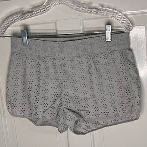 aerie Light Gray Eyelet Waist Shorts